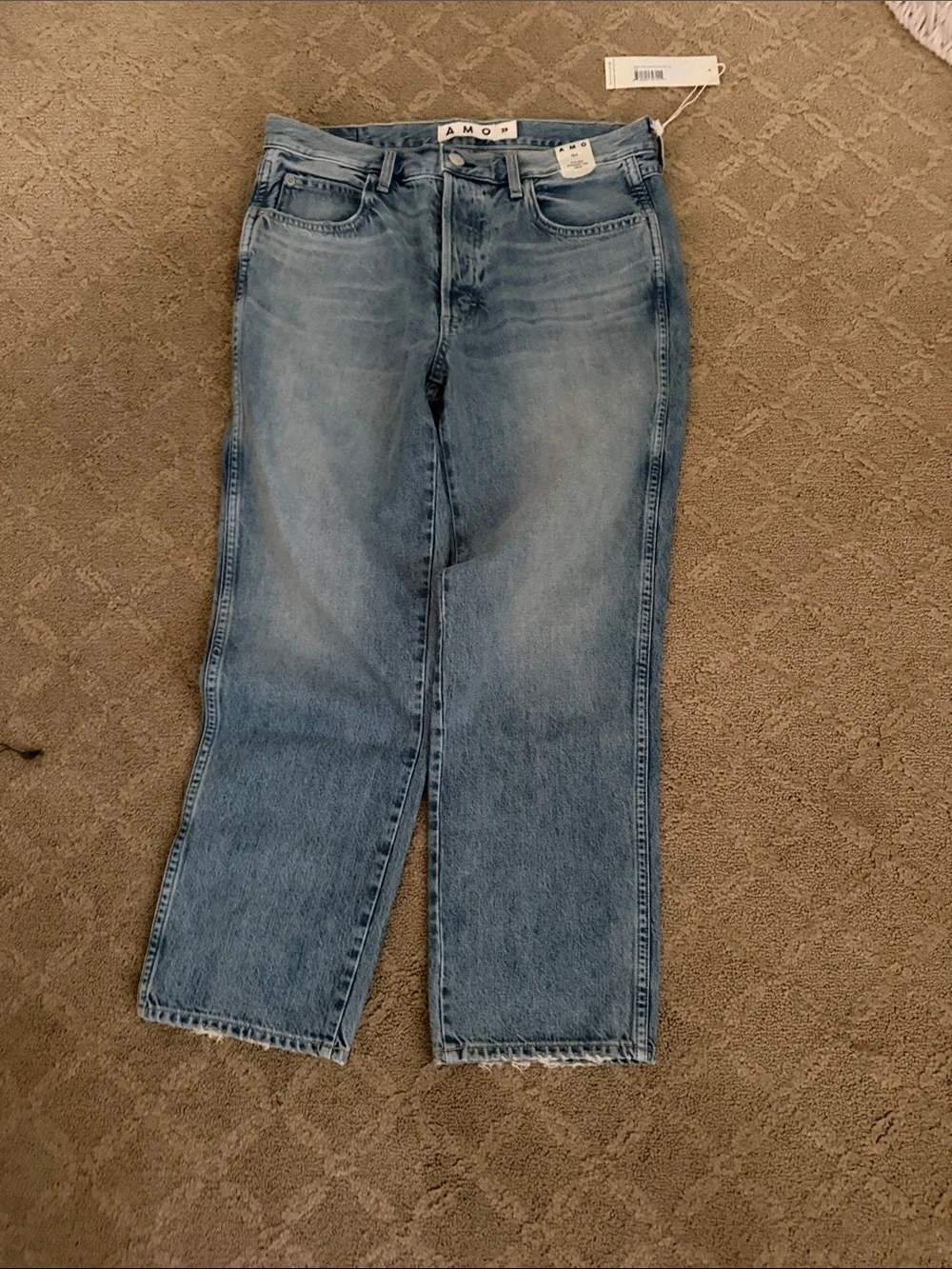AMO Light Blue High-Rise Straight-Leg Jeans